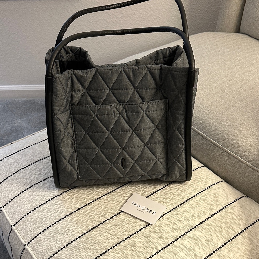 Thacker Black Quilted Tote Bag with lots of pockets!